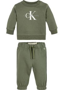 Baby Shirt & Hose "MONOGRAM CN SWEATSHIRT SET", grün, casual, Gr. 74, Calvin Klein Jeans, unifarben, Jersey, Obermaterial: 95% Baumwolle, 5%