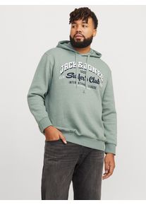 Jack & Jones PlusSize Herren Hoodie "JJELOGO SWEAT HOOD 2 COL 24/25 NOOS PLS", grün, modisch, Gr. 5XL, JACK & JONES PLUSSIZE, meliert, angeraute Sweatware, Obermaterial: