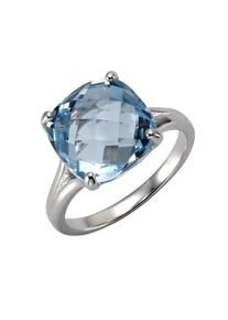 ZEEme Damen Fingerring "Silber 925 rhodiniert mit Blautopas (beh.) 12mm", 056 (17,8), Silber 925 (Sterlingsilber), weiß, Silber 925 (Sterlingsilber),