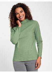 Casual Looks Damen Rollkragenshirt "Rollkragen-Shirt", grün, Gr. 40, unifarben, 95% Baumwolle, 5% Elasthan, Shirts
