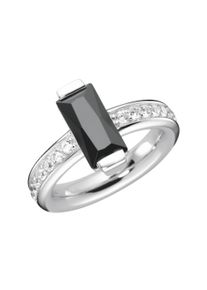 Damen Silberring "mit Zirkonia weiß und schwarz, Silber 925", 58, Silber 925 (Sterlingsilber), schwarz-weiß, Giorgio Martello MILANO, Silber 925