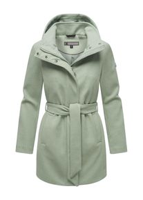Marikoo Damen Kurzmantel "Katalinaa", grün, Gr. XS, 90% Polyester 10% Viskose, Mäntel, Eleganter Wickel Mantel mit Taillengürtel und Oversized Hood