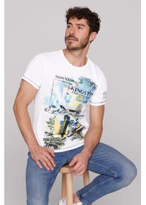 CAMP DAVID Herren Rundhalsshirt, weiß, casual, Gr. XL, bedruckt, Material: Grundmaterial: 100% Polyester, Ausbrenner: 100% Baumwolle, Shirts, mit