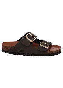 Rohde Damen Pantolette "Alba", Gr. 40, grün, Leder, klassisch, Schuhe, Keilabsatz, Sommerschuh, Hausschuh mit zwei Schnallenverschlüsse
