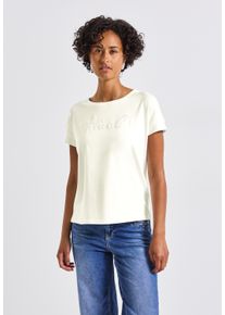 Street One Damen T-Shirt, weiß, casual, Gr. 44, unifarben, Web, Stoff, 47% Baumwolle, 47% Modal, 6% Elasthan, Shirts, aus softem Materialmix