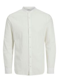 Jack & Jones JACK & JONES Herren Langarmhemd "JJEBREEZE BAND SHIRT LS SN", weiß, modisch, Gr. S, unifarben, Web, Obermaterial: 70% Baumwolle, 30% Leinen, Hemden,