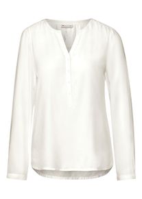 Street One Damen Langarmbluse, weiß, casual, Gr. 40, unifarben, Stoff, 100% Viskose, Blusen, mit geschlitztem Rundhalsausschnitt