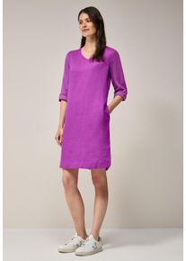 Cecil Damen Sommerkleidmagenta lacquer, casual, Gr. XXL, unifarben, Stoff, 100% Leinen, Kleider, mit Turn-Up Funktion