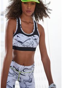 active by Lascana LASCANA ACTIVE Damen Funktionsshirt "Black Marble", weiß, sportlich, Gr. 32, gemustert, Obermaterial: 85% Polyester, 15% Elasthan. Einsatz: 90%