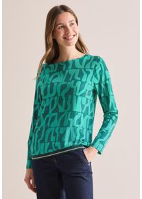 Cecil Damen Langarmshirt, grün, casual, Gr. XL, bedruckt, Web, Stoff, 50% Baumwolle, 50% Modal, Shirts, mit grafischem Muster