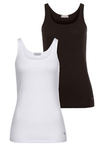 Tamaris Damen Tanktop, schwarz-weiß, Basic, Gr. 46, unifarben, Single Jersey, Obermaterial: 95% Baumwolle, 5% Elasthan, Tops