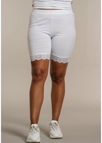 SANDGAARD Damen Fahrradhose, weiß, casual, Gr. 36, unifarben, Jersey, Obermaterial: 95% Viskose, 5% Elasthan, Hosen, mit Spitzeneinsatz