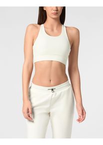Plein Sport Damen Lauftop "Sport Top", weiß, Gr. XXL, Obermaterial: 74% Polyamid, 26% Elasthan; Futter: 89% Polyamid, 11% Elasthan, Tops
