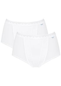 Sloggi Damen Shapingslip "Control Maxi 2P", Gr. 40, weiß, Single Jersey, Obermaterial: 94% Baumwolle, 6% Elasthan, unifarben, Unterhosen,