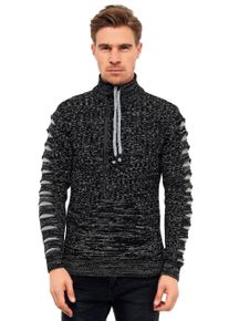 Rusty Neal Herren Strickpullover, schwarz-weiß, casual, Gr. XXL, unifarben, 75% Polyacryl, 25% Baumwolle, Pullover, mit stylischem Ausschnitt