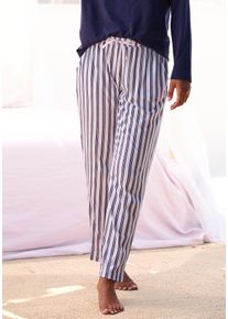 s.Oliver Damen Pyjamahose, Gr. 32, schwarz-weiß, Single Jersey, Obermaterial: 50% Baumwolle, 50% Viskose, gestreift, Basic, Hosen, mit schönem