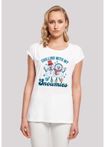 F4NT4STIC Damen T-Shirt "Chilling with My Snowmies", weiß, casual, Gr. XXL, Obermaterial: 100% Baumwolle, Shirts, Premium Qualität