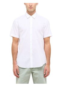 Mustang Herren Kurzarmhemd "Herren Style Berkeley", weiß, casual, Gr. XXXL, unifarben, Web, 55% Leinen, 45% Baumwolle, Hemden