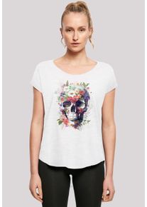 F4NT4STIC Damen T-Shirt "Totenkopf Blumen", weiß, casual, Gr. XXL, Obermaterial: 100% Baumwolle, Shirts, Print