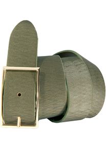 Silbergift Damen Ledergürtel, grün, modisch, Gr. 85, Rindsleder, Gürtel, Schraffiert, goldfarbene Schließe