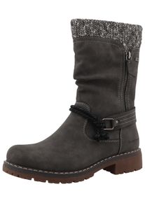 Tom Tailor Damen Stiefel, Gr. 40, grau, Lederimitat, Textil, casual, Schuhe, Blockabsatz, Kurzstiefel in Bequemweite G (= weit)