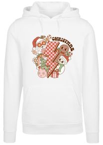 F4NT4STIC Damen Kapuzenpullover "Groovy Christmas Flash Cozy Vibes", weiß, casual, Gr. L, Obermaterial: 65% Baumwolle, 35% Polyester, Pullover,