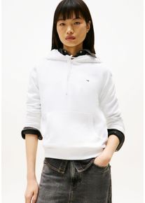 Tommy Jeans Damen Hoodie "TJW REG S FLAG HOODIE", weiß, casual, Gr. L, unifarben, Sweatware, Obermaterial: 80% Baumwolle, 20% Polyester, Sweatshirts,