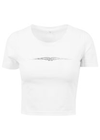 MisterTee Herren T-Shirt "MisterTee Damen Ladies Tribal Cropped Tee", weiß, casual, Gr. L, bedruckt, 95% Baumwolle, 5% Elasthan, Shirts