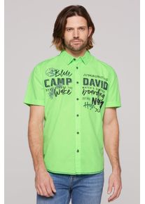 CAMP DAVID Herren Kurzarmhemd, grün, casual, Gr. XXXL, bedruckt, bestickt, Material: 100% Baumwolle, Hemden, mit Kontrastnähten