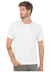 TRIGEMA Herren T-Shirt "TRIGEMA T-Shirt mit Knopfleiste DELUXE Baumwolle", weiß, klassisch, Gr. XL, 100% Baumwolle, Shirts