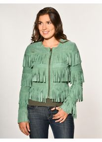 Maze Damen Lederjacke "Zaria", grün, Gr. L, 100% Leder, Ziege/ Futter: 100% Polyester / Ärmelfutter: 100% Polyester, Jacken