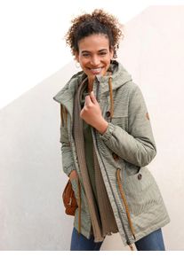 Casual Looks Damen Anorak, grün, Gr. 36, gemustert, gestreift, mehrfarbig, 100% Polyester, Jacken