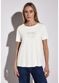 Street One Damen T-Shirt, weiß, casual, Gr. 38, bedruckt, Web, Stoff, 50% Baumwolle, 50% Modal, Shirts, im soften Baumwoll-Mix