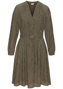 Lascana Damen Blusenkleid, grün, modisch, Gr. 44, unifarben, bestickt, Web, Obermaterial: 100% Baumwolle. Futter: 100% Baumwolle, Kleider, und