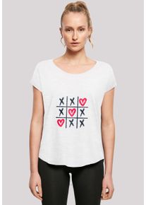 F4NT4STIC Damen T-Shirt "Valentinstag Herz Tic Tac Toe", weiß, casual, Gr. XS, Obermaterial: 100% Baumwolle, Shirts, Premium Qualität