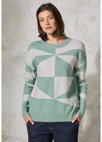 Cecil Damen Strickpullover, grün, casual, Gr. M, gemustert, Web, 37% Baumwolle, 34% Polyacryl, 26% Polyester, 3% Elasthan, Pullover, im soften