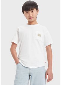 LEVI'S KIDS Jungen T-Shirt "LVB CURVED HEM POCKET TEE", weiß, casual, Gr. 16, unifarben, Jersey, Obermaterial: 60% Baumwolle, 40% Polyester, Shirts,