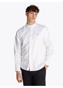 Tommy Hilfiger Herren Langarmhemd "LINEN BLEND MAO COLLAR SHIRT", weiß, casual, Gr. XL, Web, Obermaterial: 52% Baumwolle, 48% Leinen, Hemden