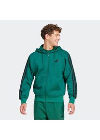 Herren Sweatshirt "M 3S FL FZ HD", grün, sportlich, Gr. S, adidas Sportswear, Obermaterial: 55% Baumwolle, 36% Polyester, 9% Viskose, Sweatshirts