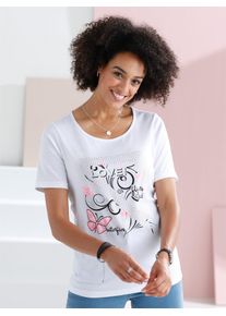 Classic Basics Damen T-Shirt "Shirt", weiß, Gr. 38, gemustert, mehrfarbig, bedruckt, 100% Baumwolle, Shirts