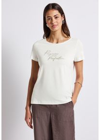 Street One Damen T-Shirt, weiß, casual, Gr. 40, unifarben, Web, Stoff, 50% Baumwolle, 50% Modal, Shirts, im soften Baumwoll-Mix