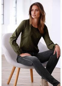 Heine Damen Rundhalsshirt "Shirt", grün, Gr. 44, gemustert, gepunktet, 95% Baumwolle, 5% Elasthan, Shirts