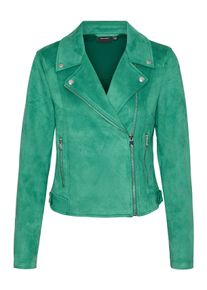 Véro Moda VERO MODA Damen Lederimitatjacke "VMJOSE SHORT FAUX SUEDE JACKET NOOS", grün, modisch, Gr. S, unifarben, Web, Obermaterial: 90% Polyester, 10%