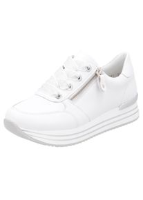 Remonte Damen Plateausneaker, Gr. 42, weiß, Leder, unifarben, sportlich, Schuhe, Freizeitschuh, Halbschuh, Schnürschuh mit gepolstertem Schaftrand