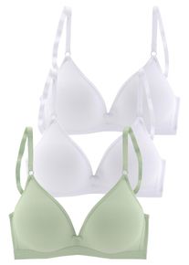 Petite Fleur Damen Bralette-BH, Gr. 80, grün, Jersey, Obermaterial: 75% Baumwolle, 15% Elasthan, 10% Polyester, klassisch, BHs, ohne Bügel im