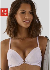 Lascana Damen Push-up-BH, Gr. 85, weiß, Microtouch, Spitze, Obermaterial: 60% Polyamid, 35% Polyester, 5% Elasthan, feminin, BHs, mit sexy