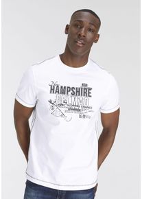 DELMAO Herren T-Shirt, weiß, casual, Gr. M, bedruckt, Single Jersey, Obermaterial: 100% Baumwolle, Shirts, Kurzarm, lässige Passform, mit stylischem