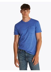 Tommy Jeans Herren T-Shirt "TJM SLIM WASHED POCKET TEE", blau, casual, Gr. XXXL, Single Jersey, Obermaterial: 100% Baumwolle, Shirts, in leicht