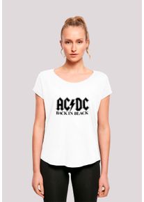 F4NT4STIC Damen T-Shirt "ACDC Back In Black Logo Ladies Long T-Shirt", weiß, casual, Gr. XL, Obermaterial: 100% Baumwolle, Shirts, Print