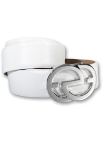Silbergift Damen Koppelgürtel, weiß, feminin,elegant,klassisch, Gr. 85, unifarben, Rindsleder, Gürtel, mit silberfarbener Schließe